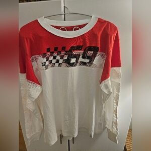 BDG Red and White Graphic Top